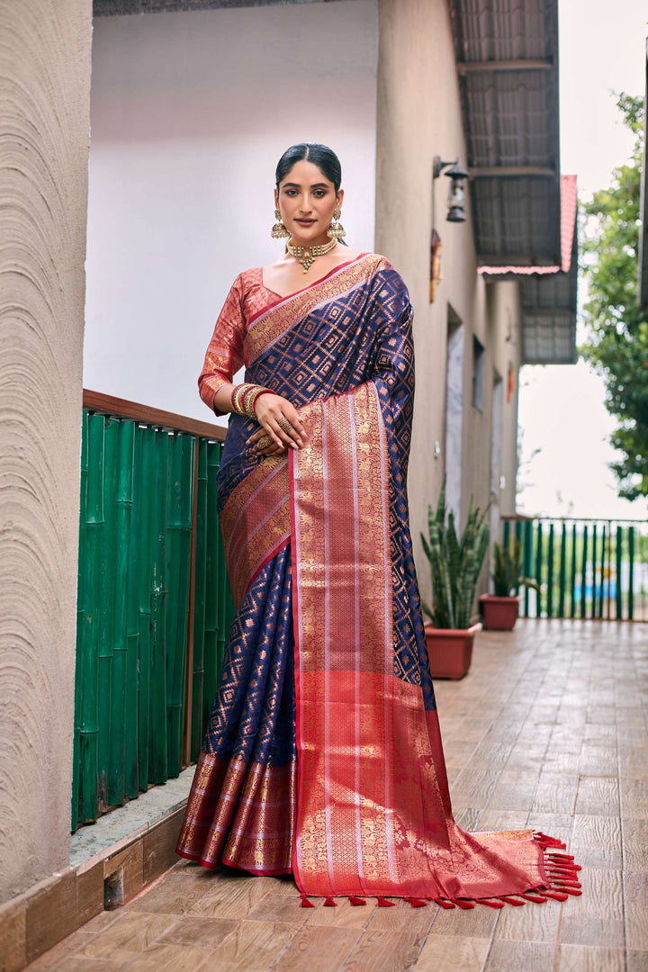 Deep Blue Banarasi Handloom Soft Silk Pattu Saree - PAHRAVA