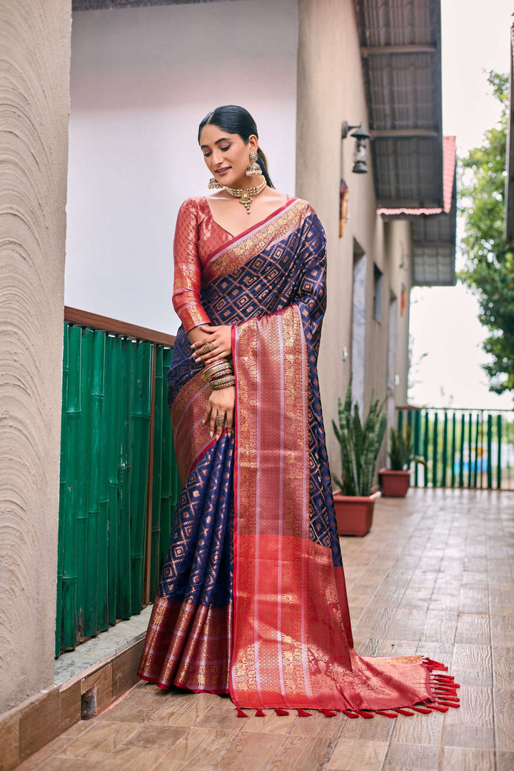 Deep Blue Banarasi Handloom Soft Silk Pattu Saree - PAHRAVA