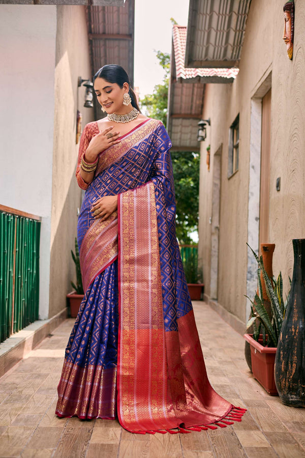 Royal Blue Banarasi Handloom Soft Silk Pattu Saree - PAHRAVA