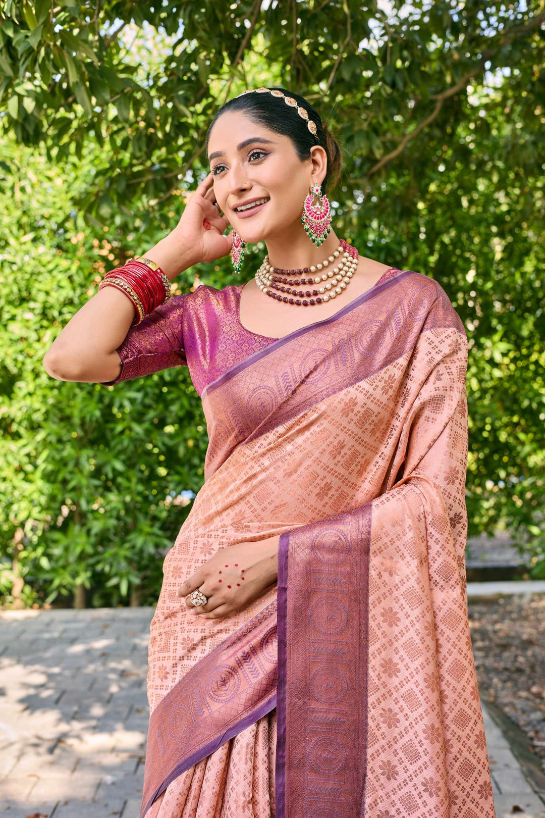 Khakhi Brown Kubera Pattu Kanjivaram Silk Saree - PAHRAVA