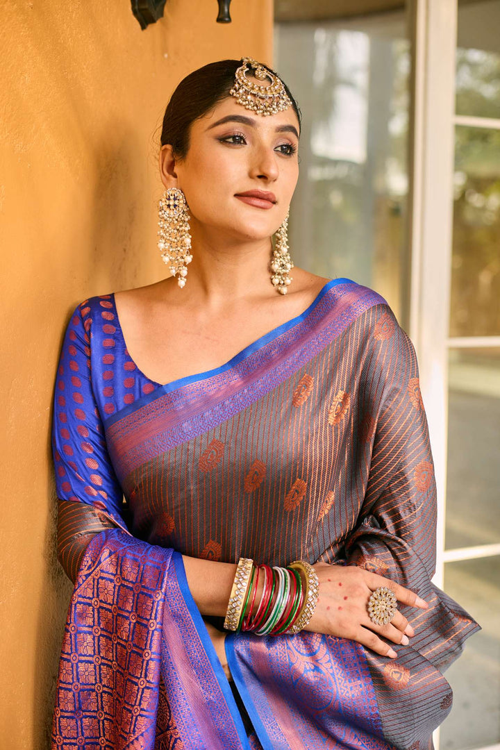 Royal Blue Kanchi Silk Saree - PAHRAVA