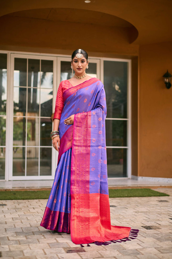 Ink Blue Kanchi Silk Saree - PAHRAVA