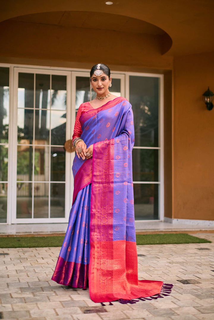 Ink Blue Kanchi Silk Saree - PAHRAVA