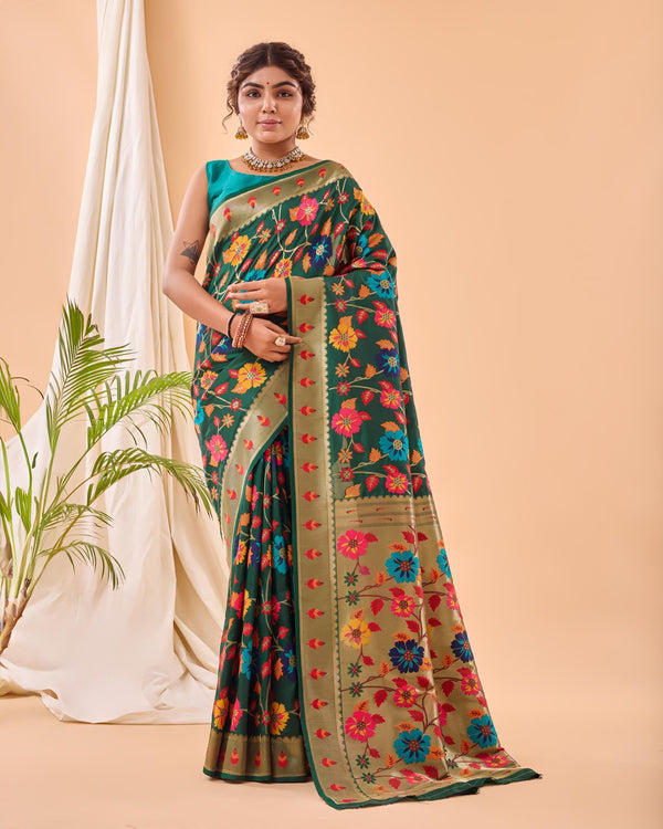 Royal Green Luxury Paithani Silk Saree - PAHRAVA