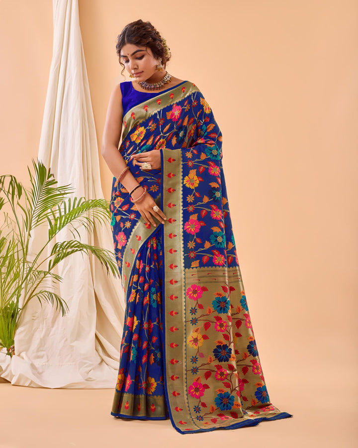 Royal Blue Luxury Paithani Silk Saree - PAHRAVA