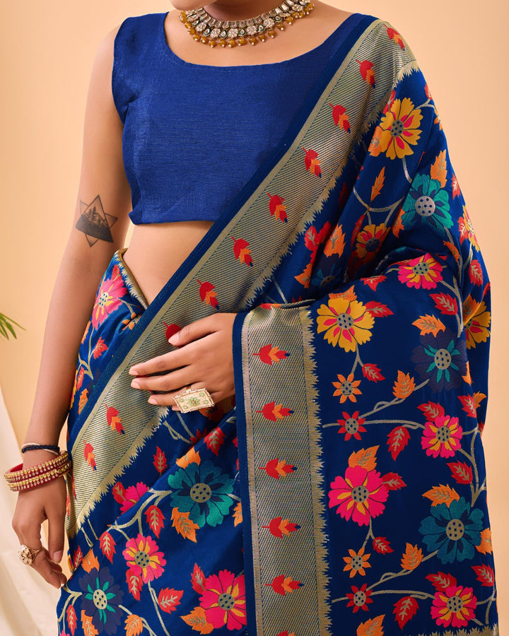 Royal Blue Luxury Paithani Silk Saree - PAHRAVA