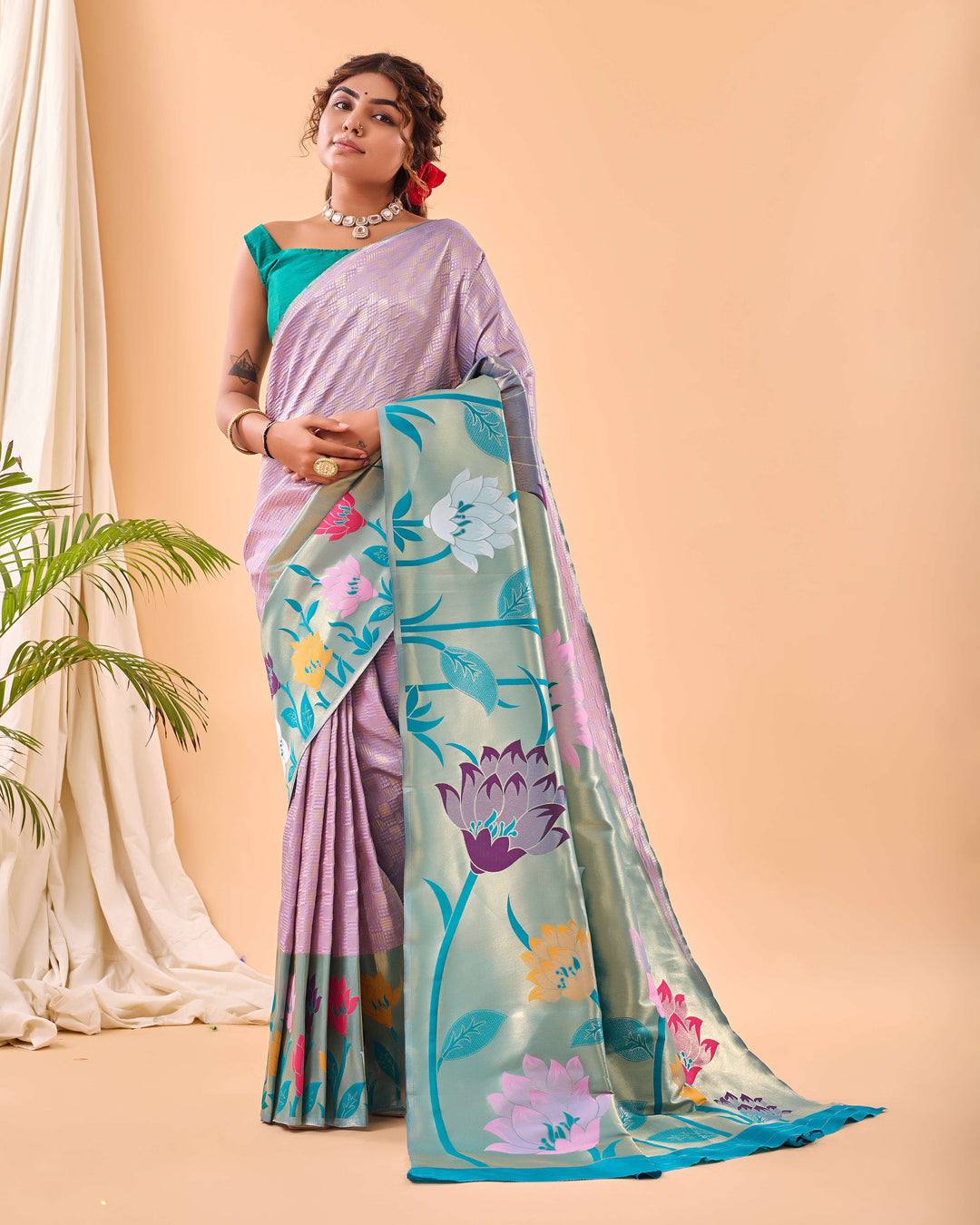 Light Blue Paithani Silk Saree - PAHRAVA