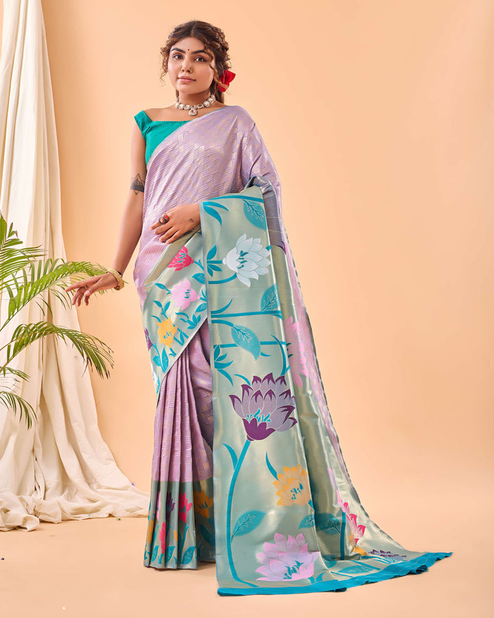 Light Blue Paithani Silk Saree - PAHRAVA