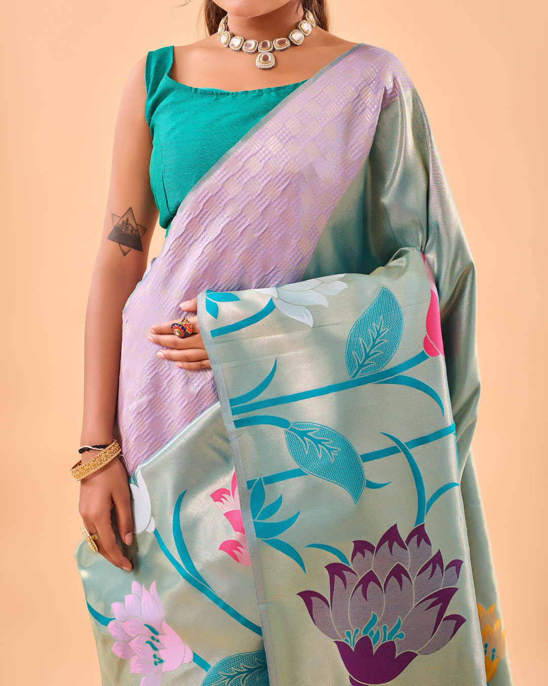 Light Blue Paithani Silk Saree - PAHRAVA