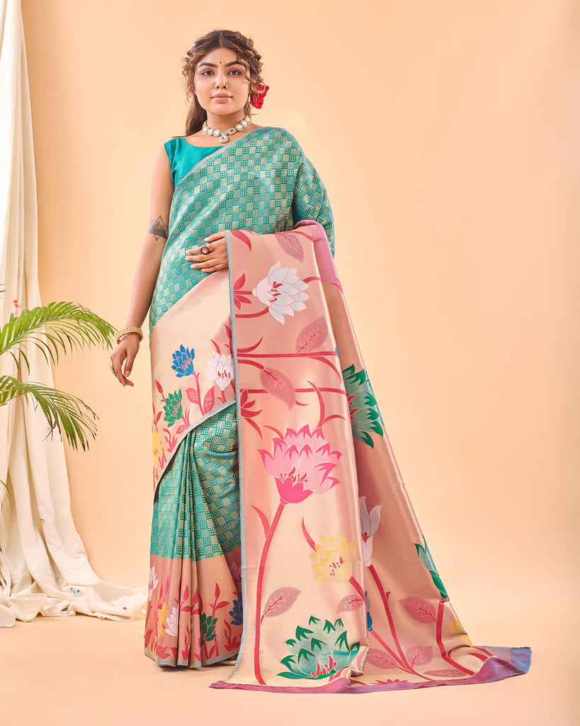 Rama Green Paithani Silk Saree - PAHRAVA