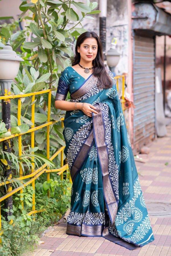 Sky Blue soft cotton cape with Jacq Zari woven border saree.