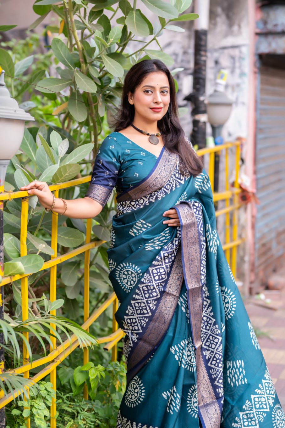 Sky Blue soft cotton cape with Jacq Zari woven border saree.