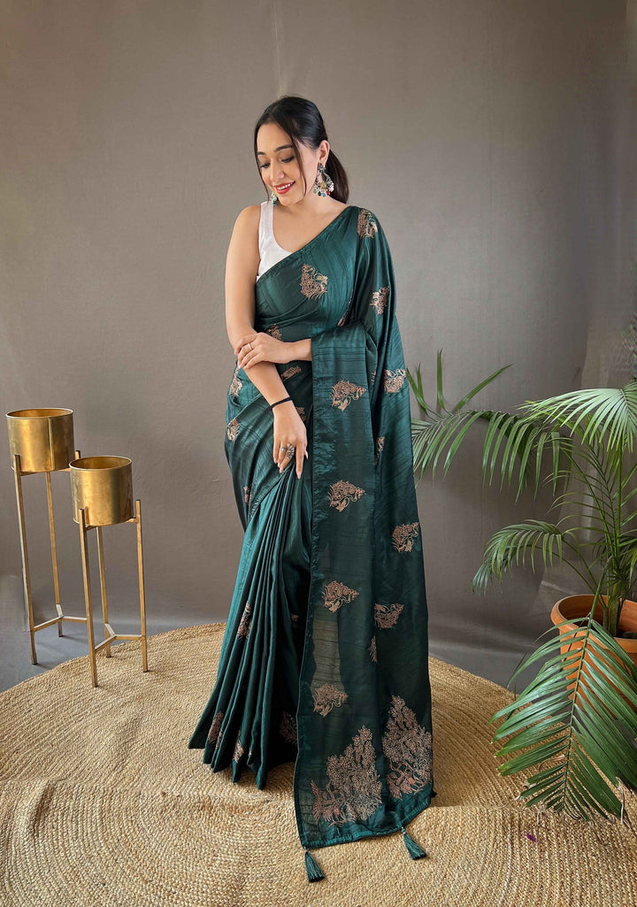 Vibrant Green silk saree - PAHRAVA