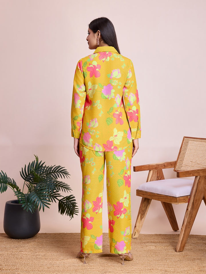 Mustard yellow Rayon Slub Co-ord Set