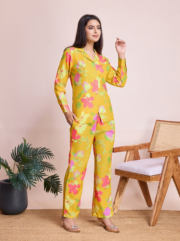 Mustard yellow Rayon Slub Co-ord Set