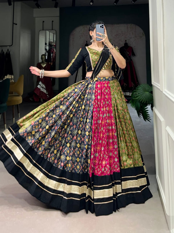 Leaf Green With Pink Dola Silk Lehenga Choli