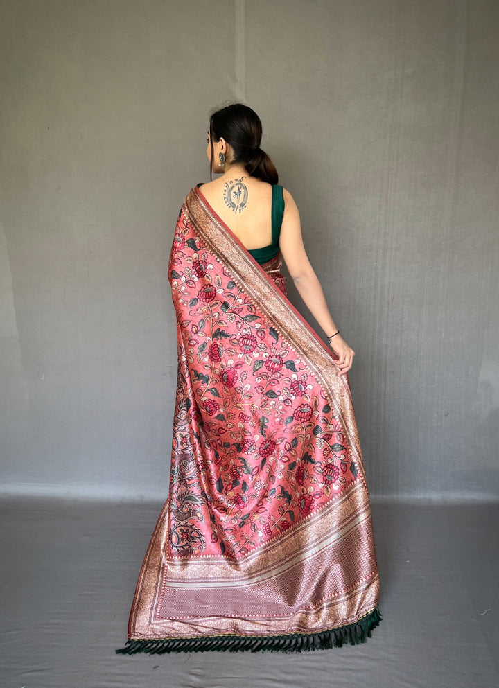 Plum Peach Soft silk saree - PAHRAVA