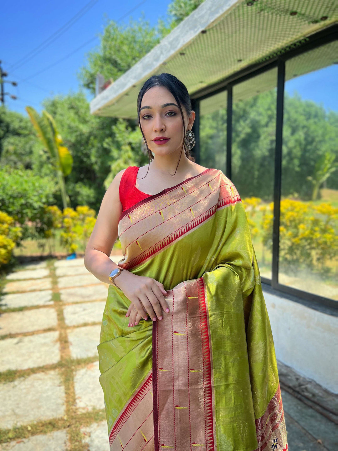 Pistachio Soft Green Paithani Silk Saree - PAHRAVA