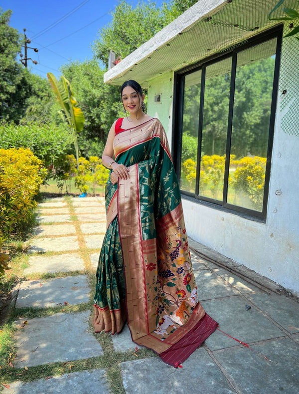 True Soft Green Paithani Silk Saree - PAHRAVA