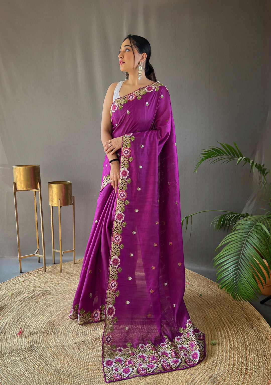 True Purple Pure Tussar Silk Saree - PAHRAVA