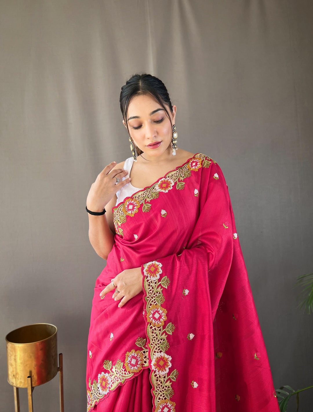 Rani Pink Pure Tussar Silk Saree - PAHRAVA