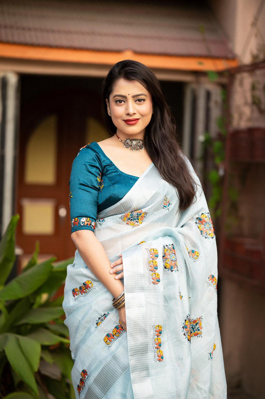 Sky Blue Soft Kota Silk Saree.