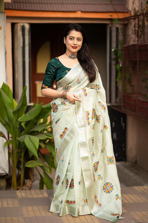 Light Green Soft Kota Silk Saree.