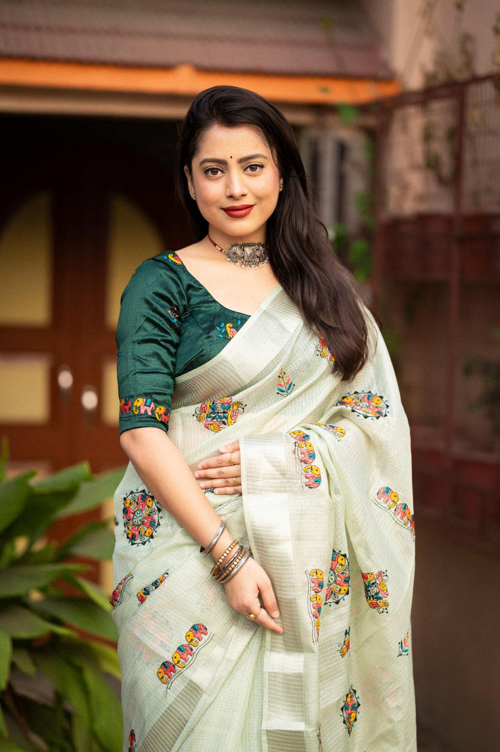 Light Green Soft Kota Silk Saree.