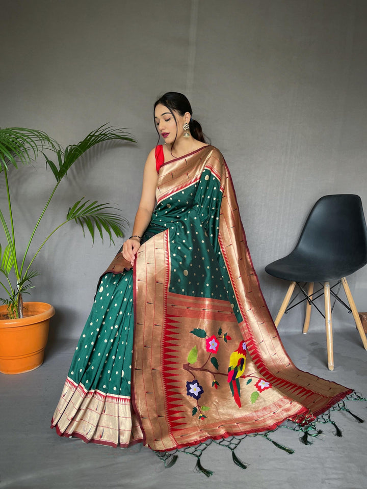 Traditional Green Pure Paithani Silk Saree - PAHRAVA