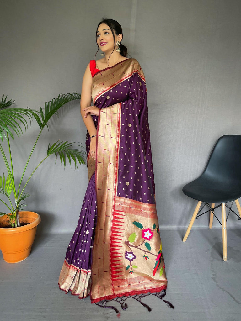 Ultra Purple Pure Paithani Silk Saree - PAHRAVA