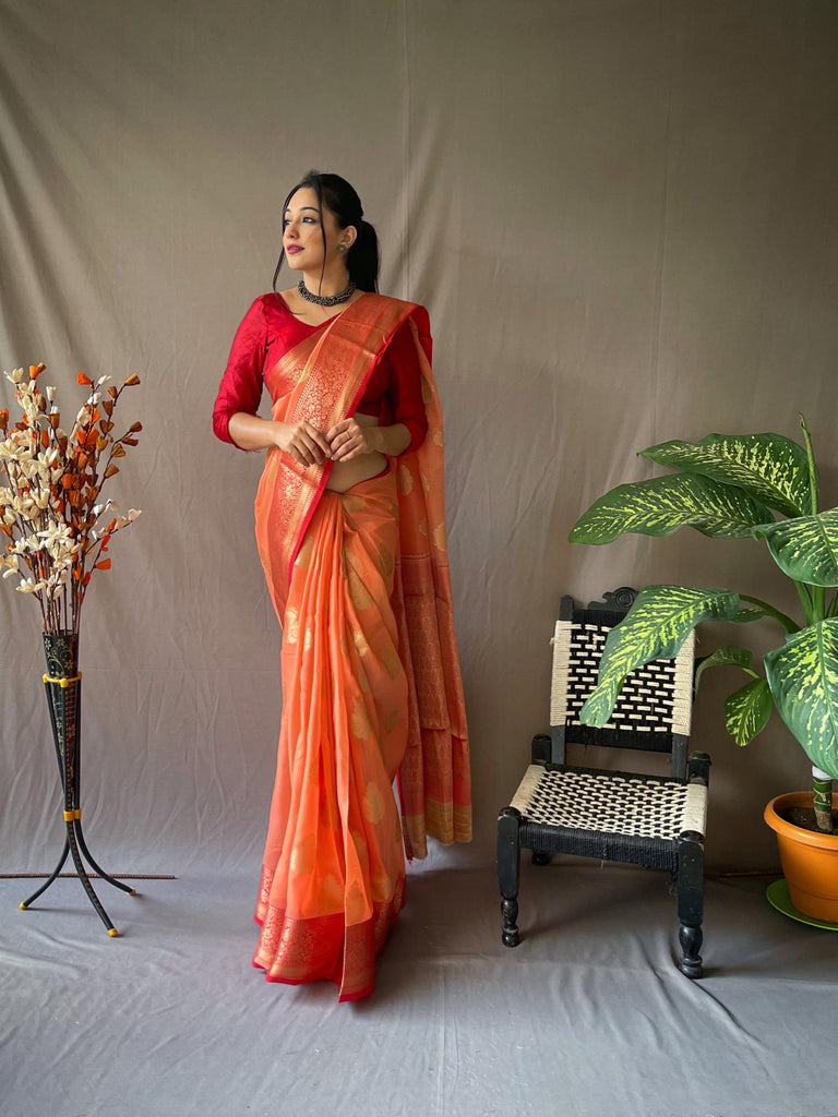 Pale Pink Soft Linen Weaving Sarees - PAHRAVA