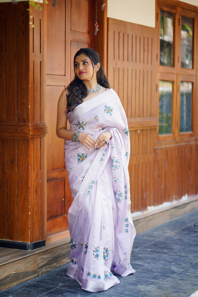 Pastel Purple Soft Kota Silk Saree.