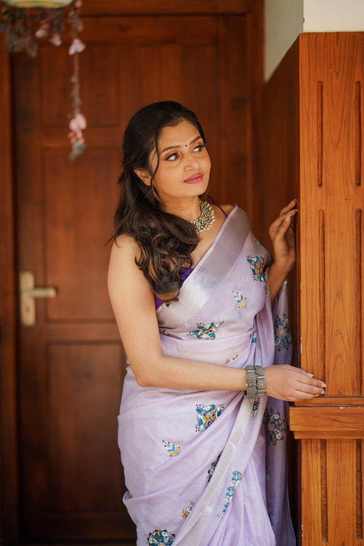 Pastel Purple Soft Kota Silk Saree.