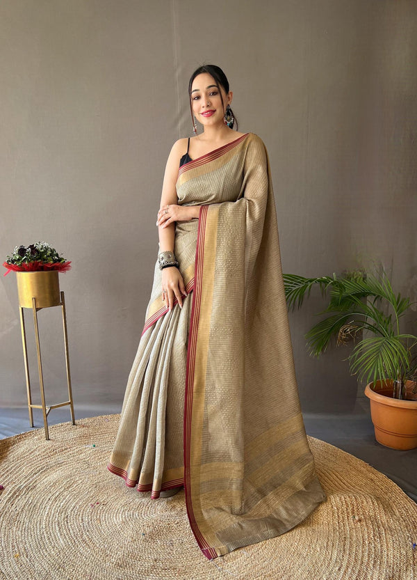 Pastel Green Soft Silk Sarees with Zari Chex Weaving - PAHRAVA