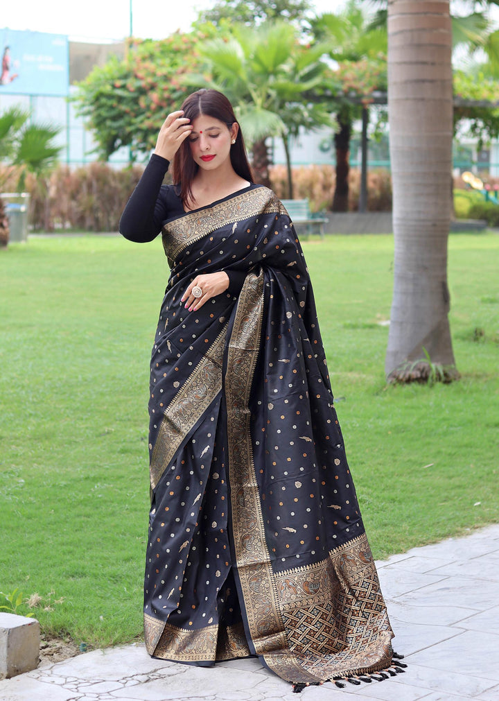 Classy Grey Pure Soft Silk Saree with Triple Zari Weaving - PAHRAVA