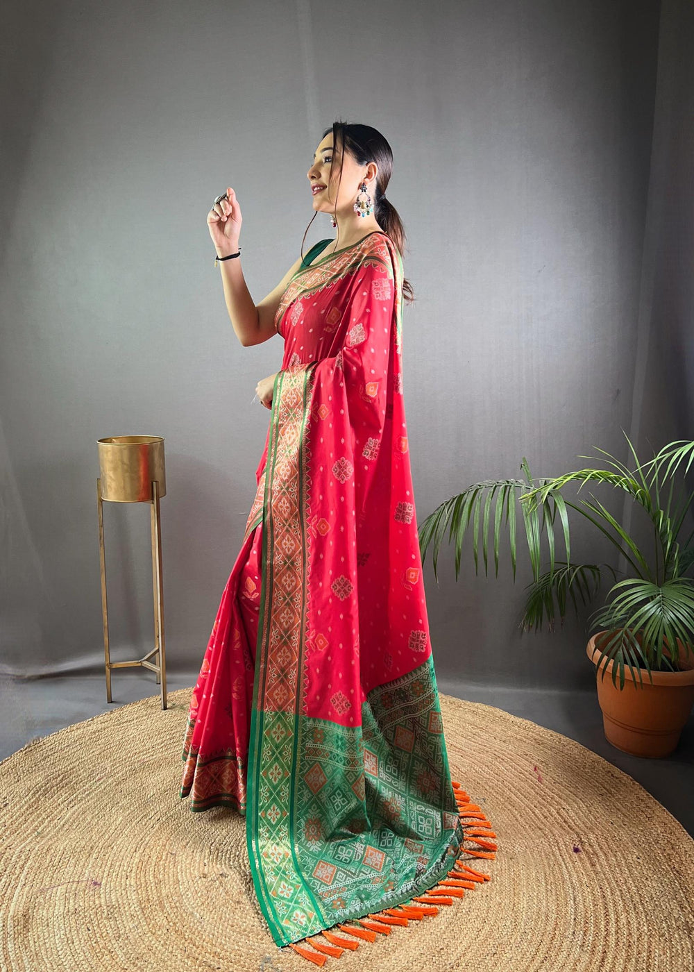 Ruby Red Soft Rangeen Patola Silk Saree - PAHRAVA