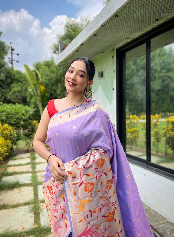 Warm Lavender Paithani Silk Saree - PAHRAVA