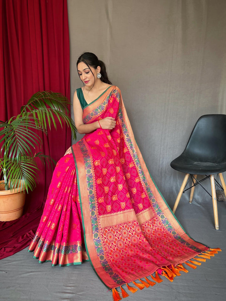 Plum Pink Pure Kachii Patola Silk Saree - PAHRAVA