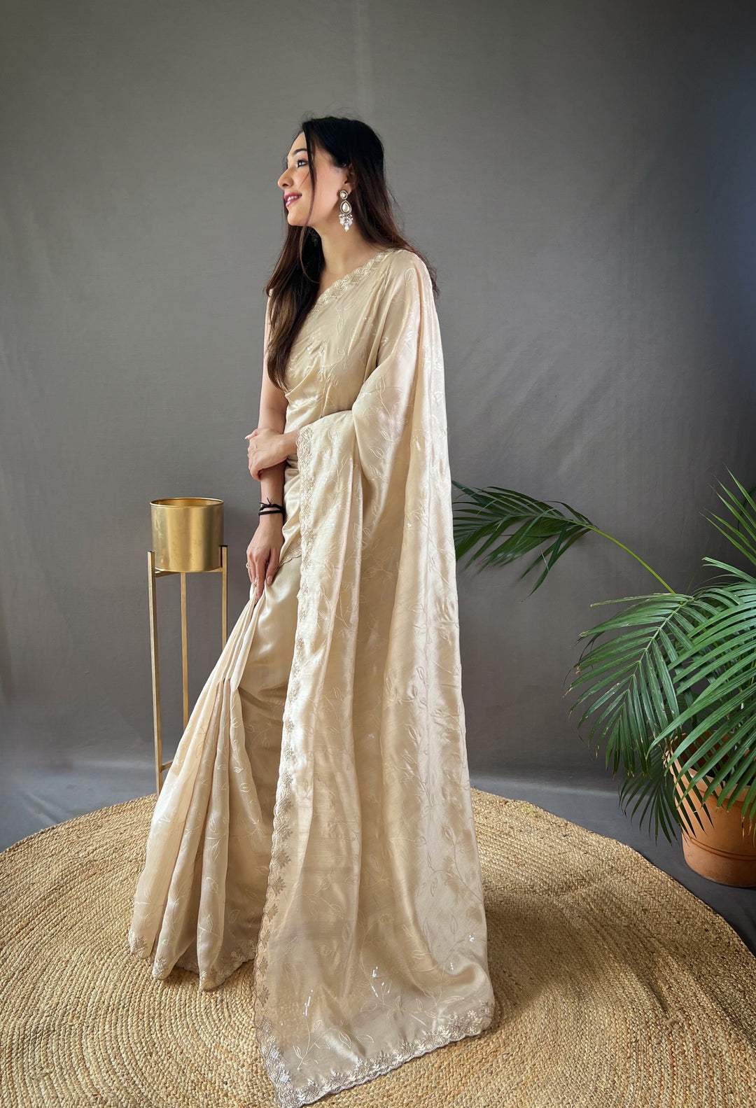 Milky Cream Ruhi Silk Saree - PAHRAVA