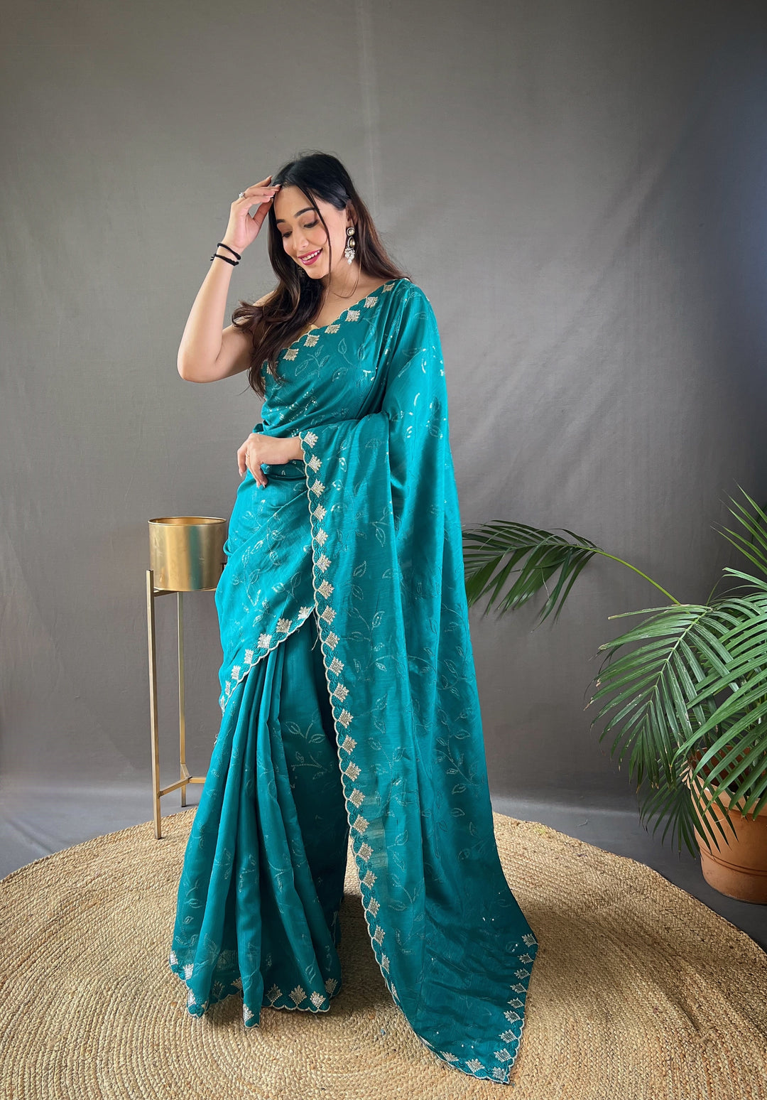 Turquoise Blue Ruhi Silk Saree - PAHRAVA