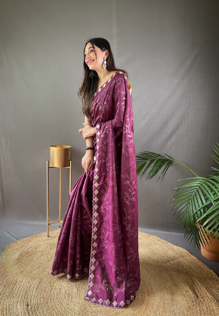 Pure Purple Ruhi Silk Saree - PAHRAVA