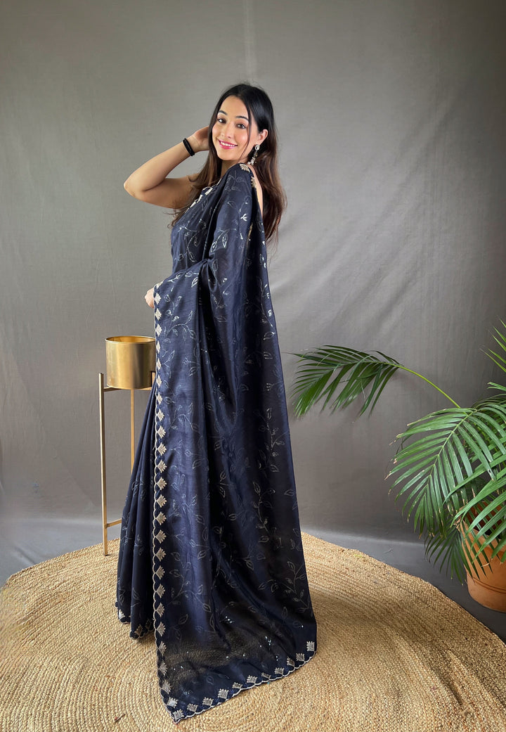 Indigo Blue Ruhi Silk Saree - PAHRAVA