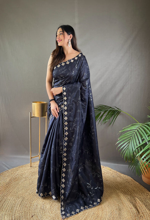 Indigo Blue Ruhi Silk Saree - PAHRAVA