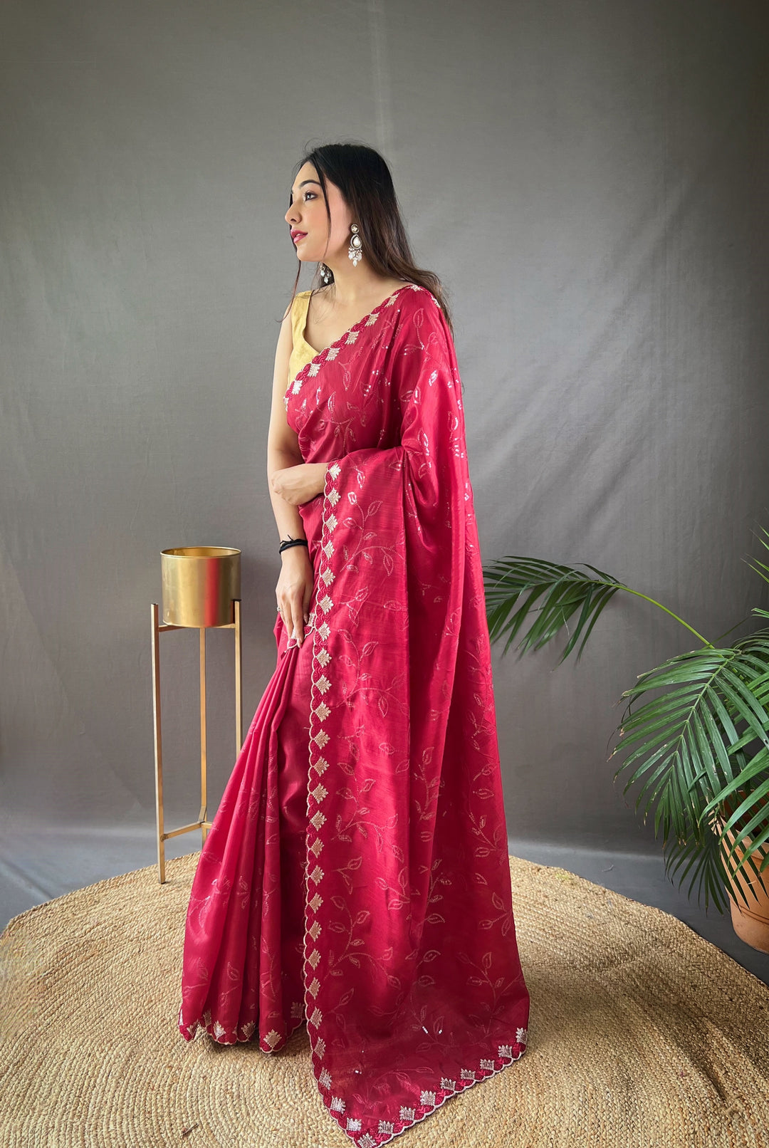 Rosy Red Ruhi Silk Saree - PAHRAVA