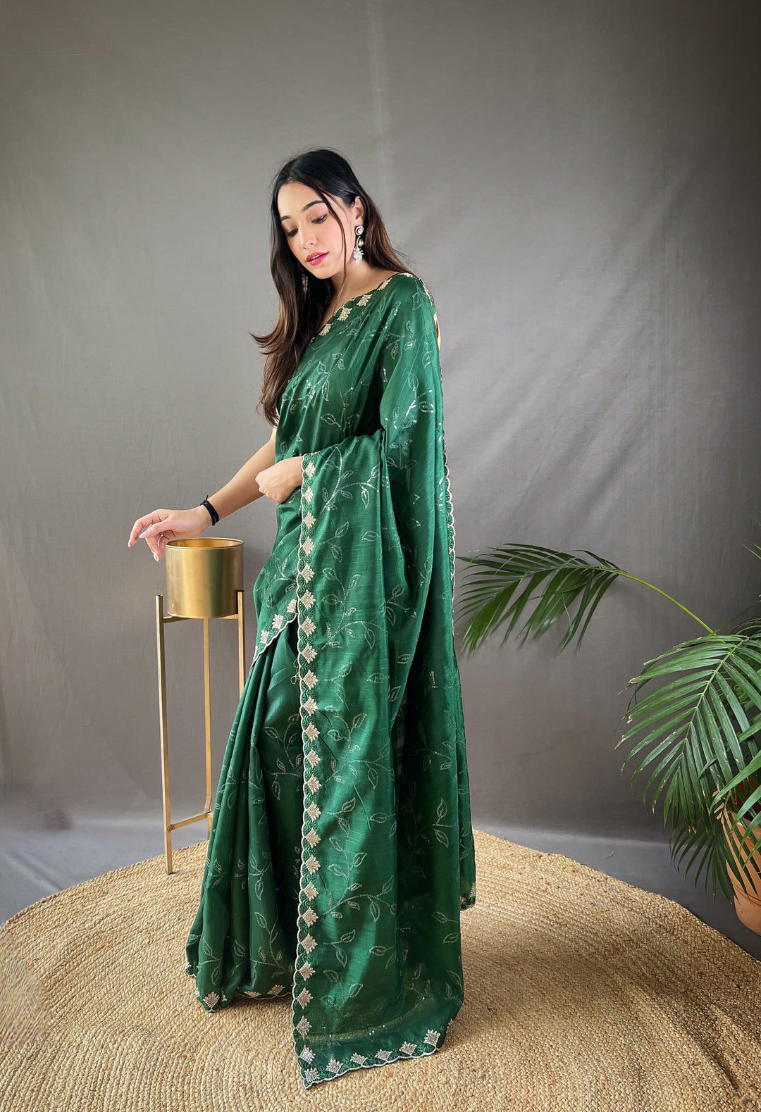 Bright Green Ruhi Silk Saree - PAHRAVA