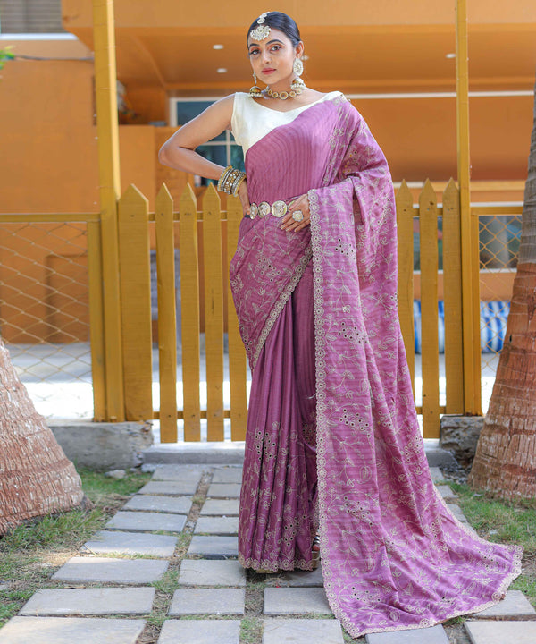 Luminous Lavender soft silk saree - PAHRAVA