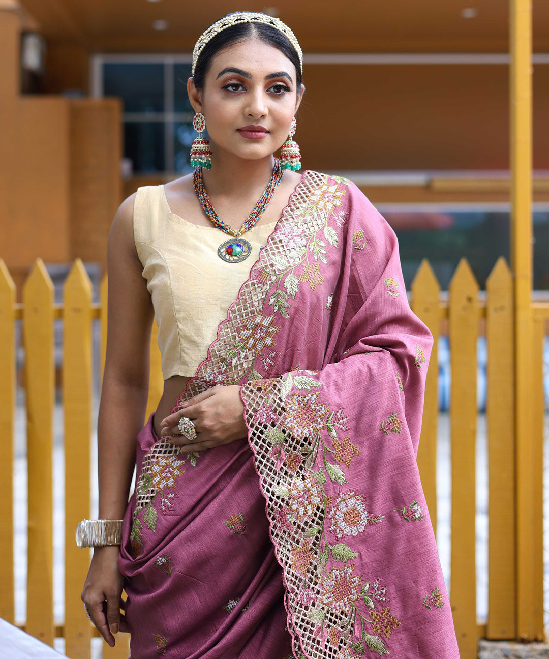 Bright Lavender silk saree - PAHRAVA