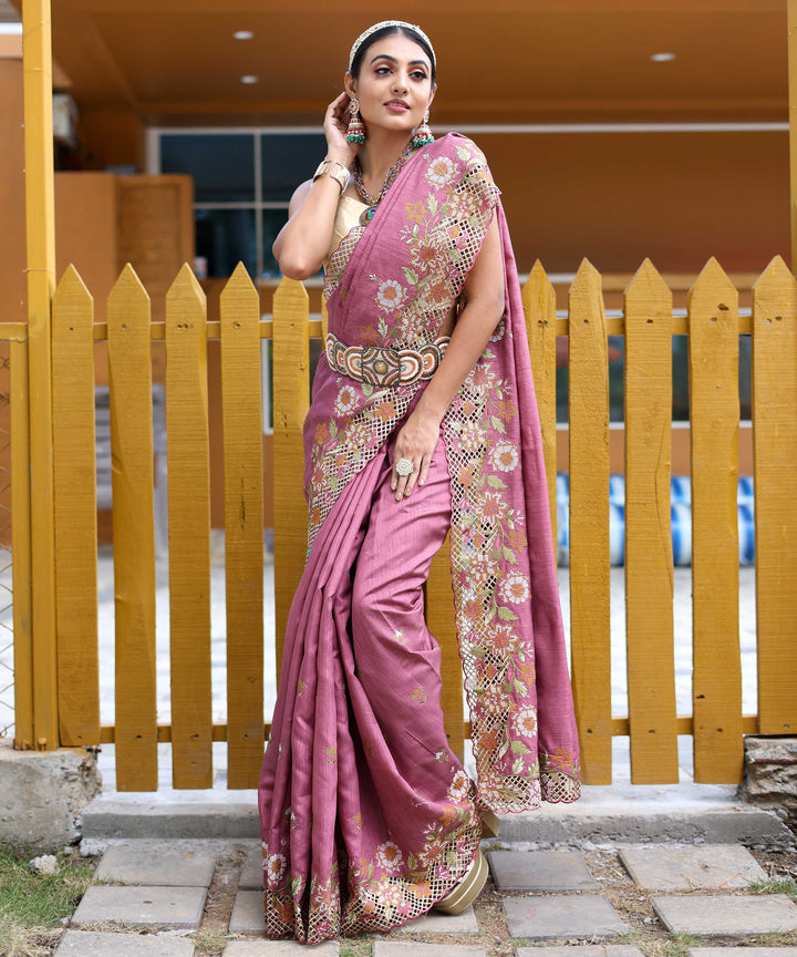 Bright Lavender silk saree - PAHRAVA