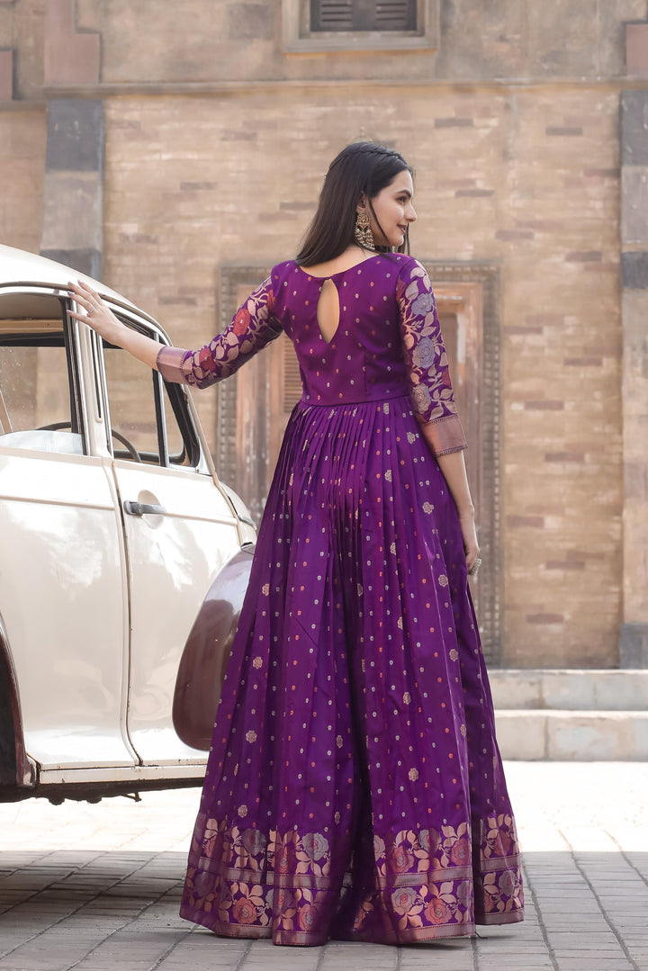 Purple traditional gown with contemporary twist - PAHRAVA