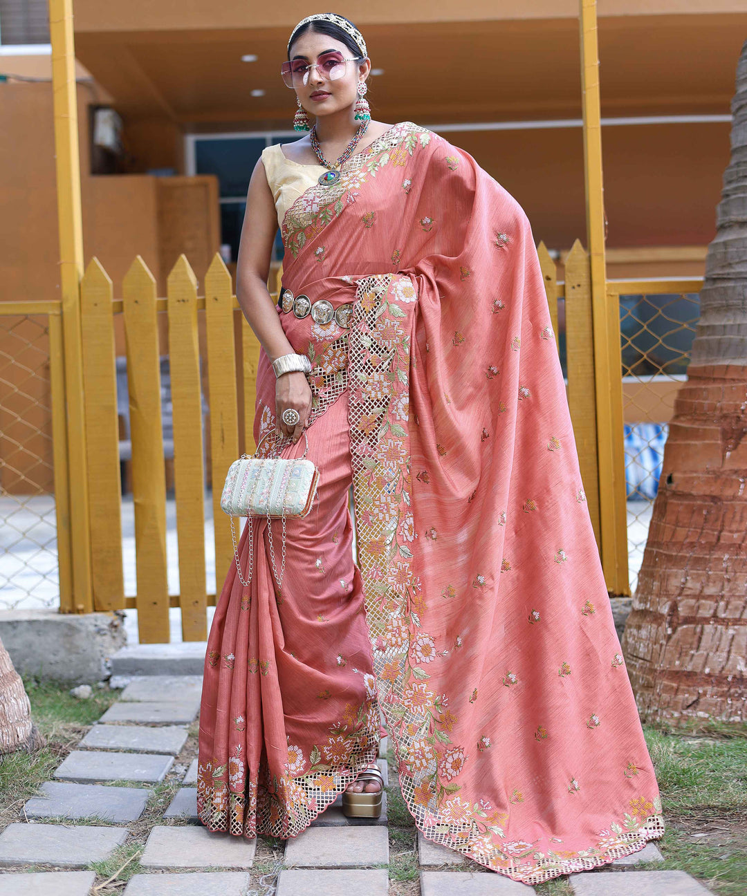 Delight Pink silk saree - PAHRAVA